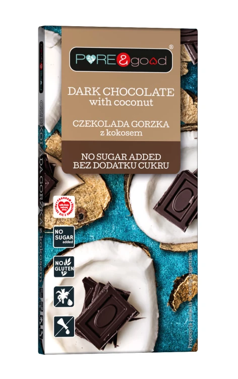 Czekolada gorzka z kokosem bez dodatku cukru PURE&good 75g