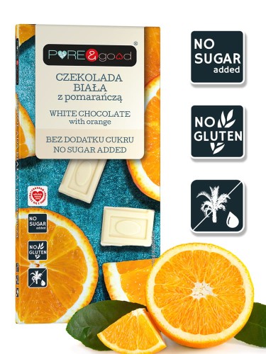 Czekolada biała z pomarańczą bez dodatku cukru PURE&amp;good 75g.jpg