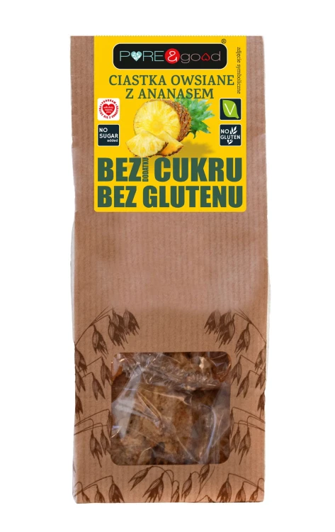 Ciastka owsiane z ananasem bez glutenu, bez dodatku cukru PURE&amp;good 150g.jpg