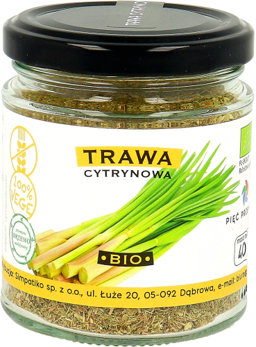 Trawa cytrynowa BIO w szklanym słoiku. Masa netto przyprawy 40 g
