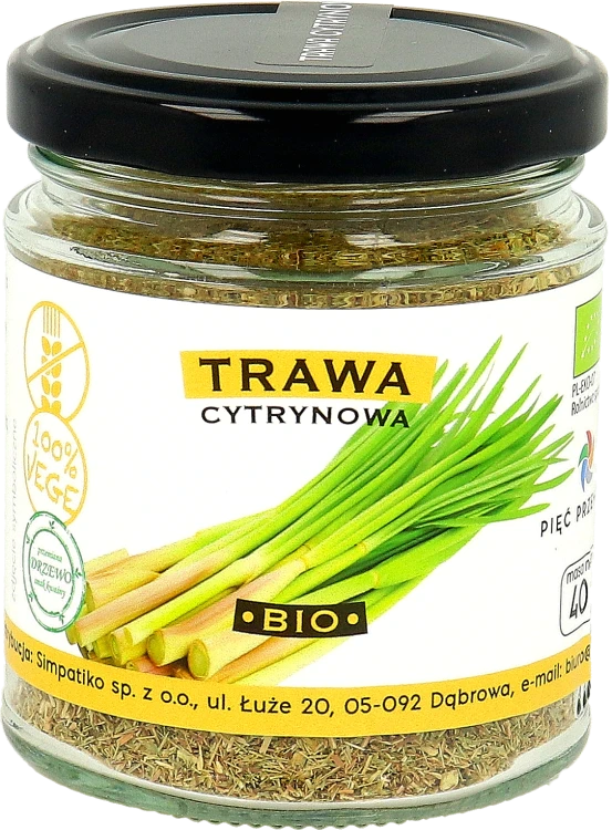 Trawa cytrynowa BIO w szklanym słoiku. Masa netto przyprawy 40 g