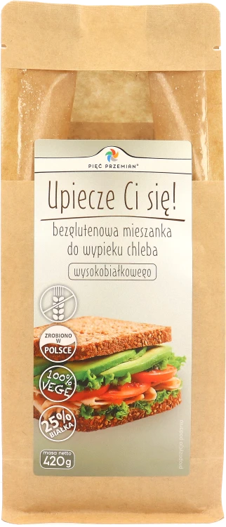 Mieszanka chleba wysokobiałkowego w papierowej torebce z okienkiem