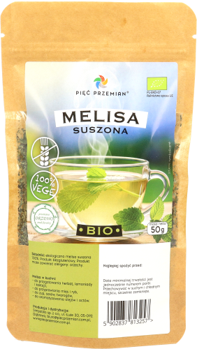 Melisa suszona BIO w papierowej torebce, masa 50 g.png
