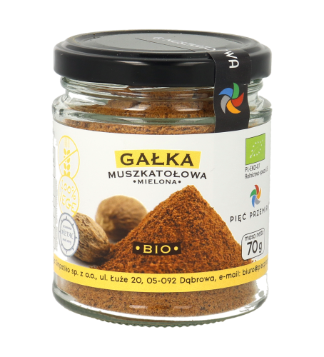 Gałka muszkatołowa mielona BIO 70g w szklanym słoiku.png