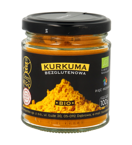 Kurkuma bezglutenowa BIO 100g w szklanym słoiku.png
