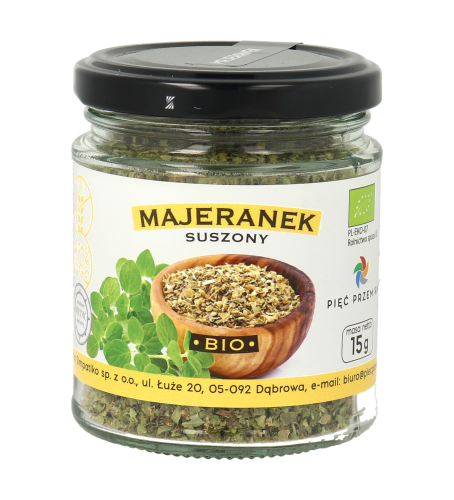 Majeranek suszony BIO 15g w szklanym słoiku.png