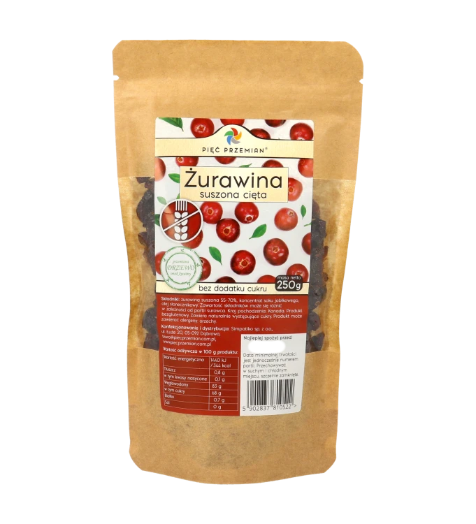 Żurawina suszona cięta torebka 250g.png