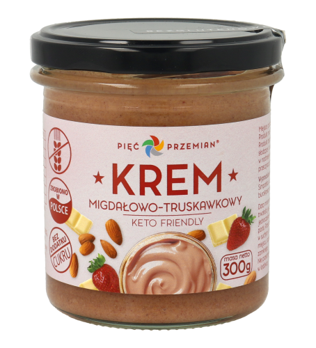 Krem migdałowo-truskawkowy KETO w słoiku 300 g.png
