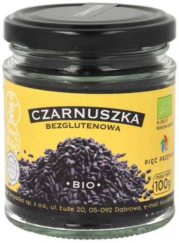 Czarnuszka bezglutenowa BIO 100g w szklanym słoiku.png