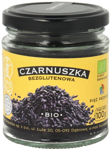 Czarnuszka bezglutenowa BIO 100g w szklanym słoiku.png