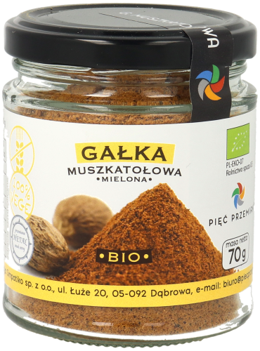 Gałka muszkatołowa mielona BIO 70g w szklanym słoiku.png
