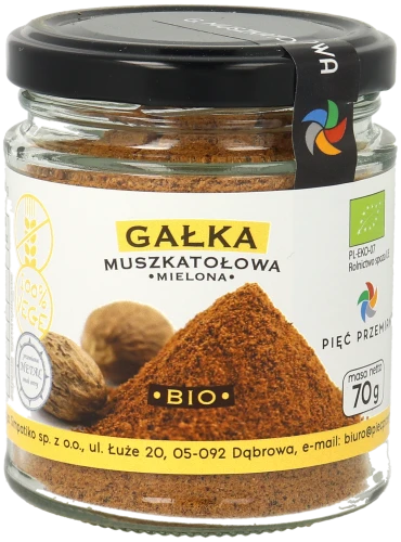 Gałka muszkatołowa mielona BIO 70g w szklanym słoiku.png