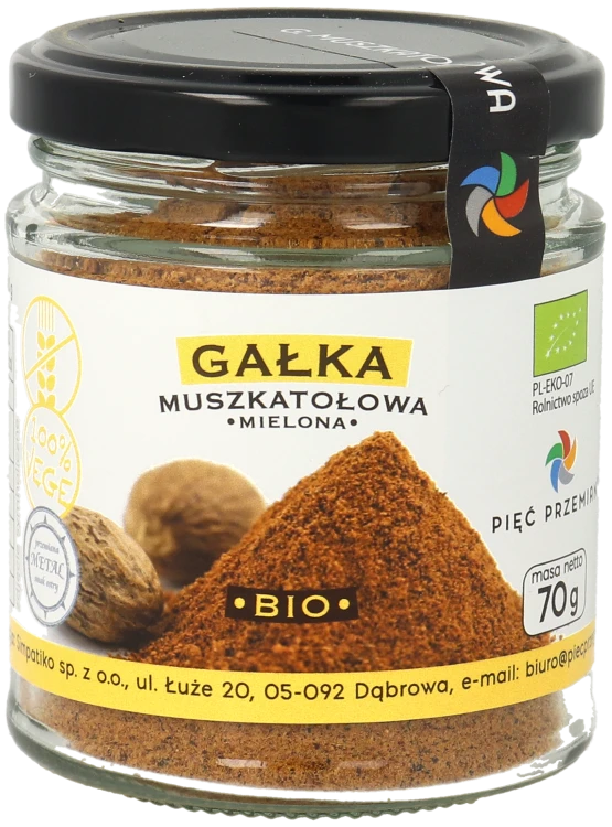 Gałka muszkatołowa mielona BIO 70g w szklanym słoiku.png