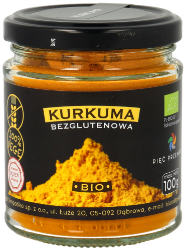 Kurkuma bezglutenowa BIO 100g w szklanym słoiku.png