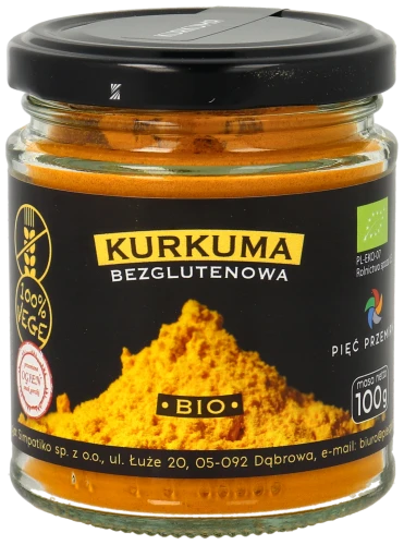 Kurkuma bezglutenowa BIO 100g w szklanym słoiku.png