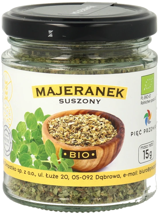 Majeranek suszony BIO 15g w szklanym słoiku.png
