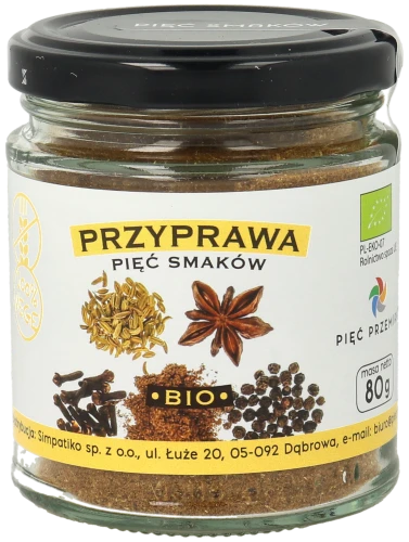 Przyprawa Pięc Smaków BIO 80g w szklanym słoiku.png