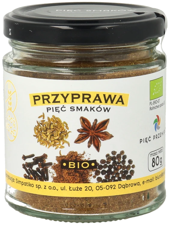 Przyprawa Pięc Smaków BIO 80g w szklanym słoiku.png