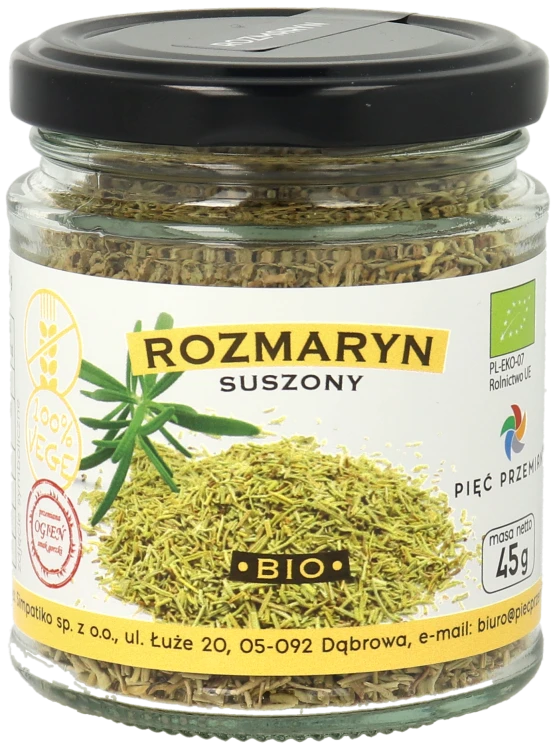 Rozmaryn suszony BIO 45g w szklanym słoiku.png