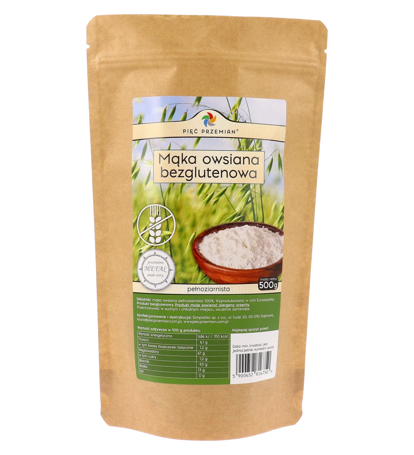 Mąka owsiana bezglutenowa 500 g