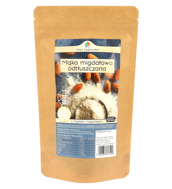 Mąka migdałowa odtłuszczona bezglutenowa torebka 500g.png