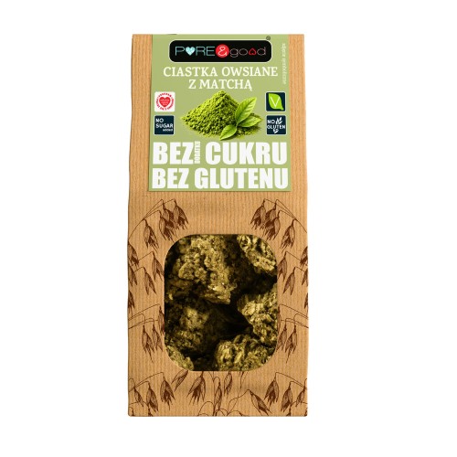Ciastka owsiane z matchą bez glutenu, bez dodatku cukru PURE&good 150g.jpg