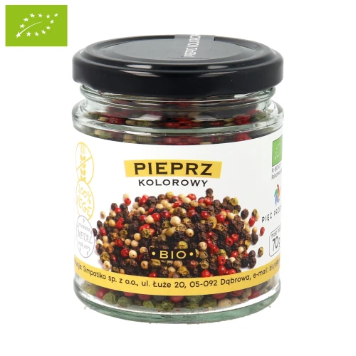 Pieprz kolorowy BIO 70g w szklanym słoiku - 1.webp
