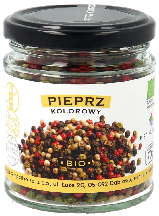 Pieprz kolorowy BIO 70g w szklanym słoiku - 1.png