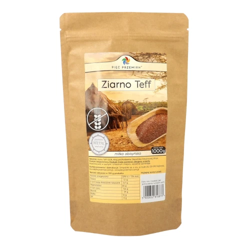 Ziarno teff 1000 g – opakowanie z etykietą produktu.webp