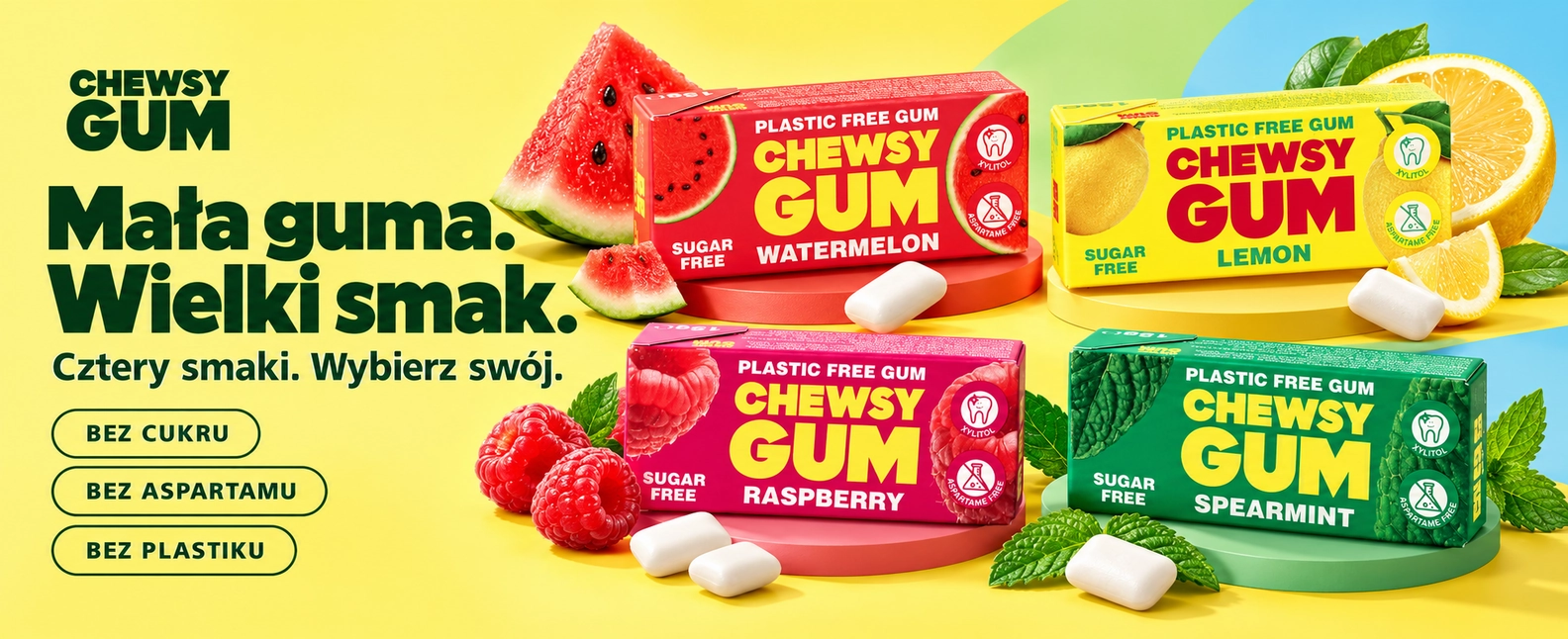 Baner przedstawiający nowe gumy do życia